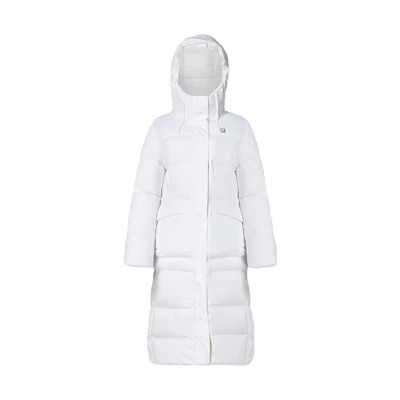 (Women) FILA Fitness Solid Color Zip-Up Hooded Down Jacket in Jade White. A11W341913F-WT