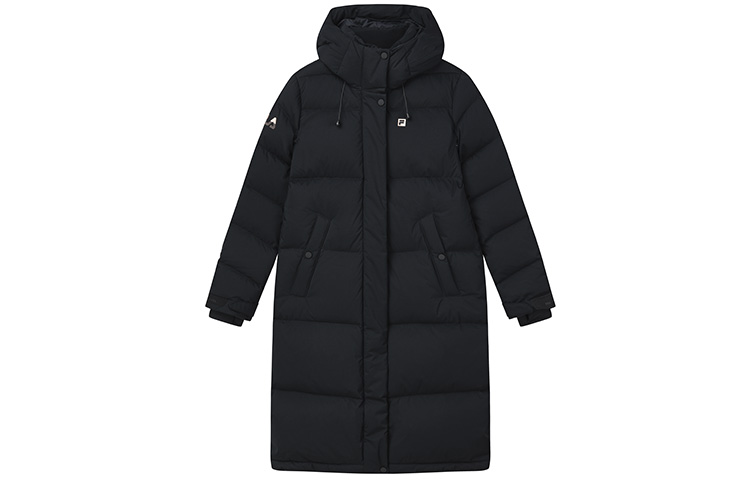 Order (W) FILA 健身運動 黑色長版連帽羽絨外套 冬季保暖款 A11W141916FBK