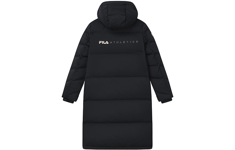 Lookbook (W) FILA 健身運動 黑色長版連帽羽絨外套 冬季保暖款 A11W141916FBK