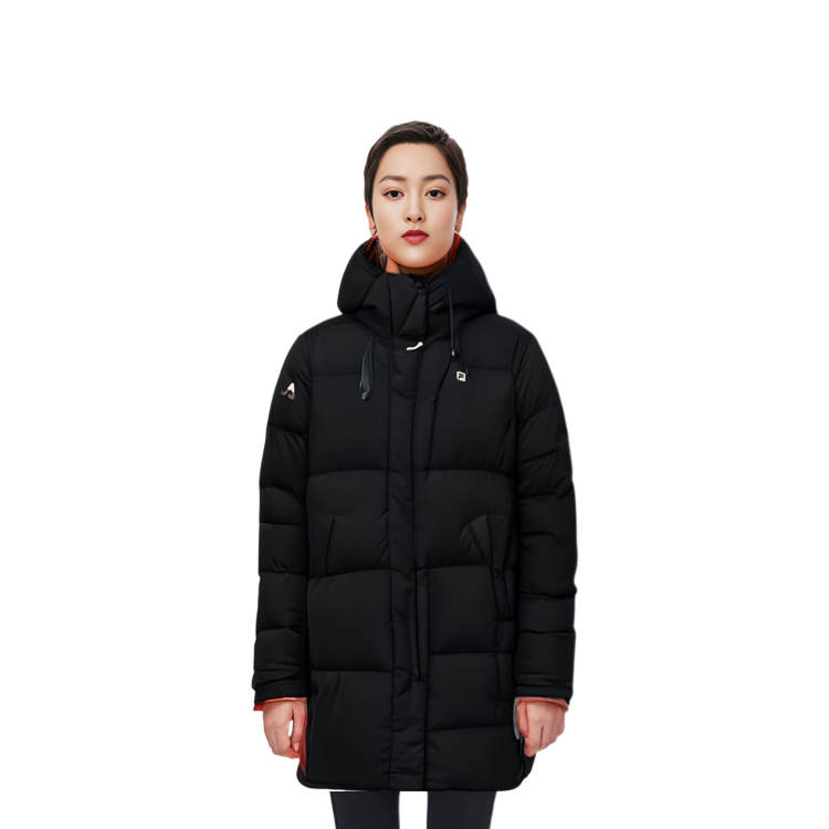 Shop (W) FILA 健身運動 黑色長版連帽羽絨外套 冬季保暖款 A11W141916FBK