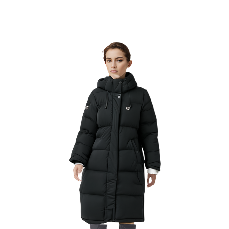 Purchase (W) FILA 健身運動 黑色長版連帽羽絨外套 冬季保暖款 A11W141916FBK