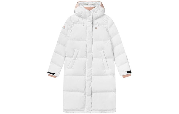 (Women) FILA Fitness Long Down Coat Hoodie Logo Print - Off-White. A11W141916FWT 圖 2