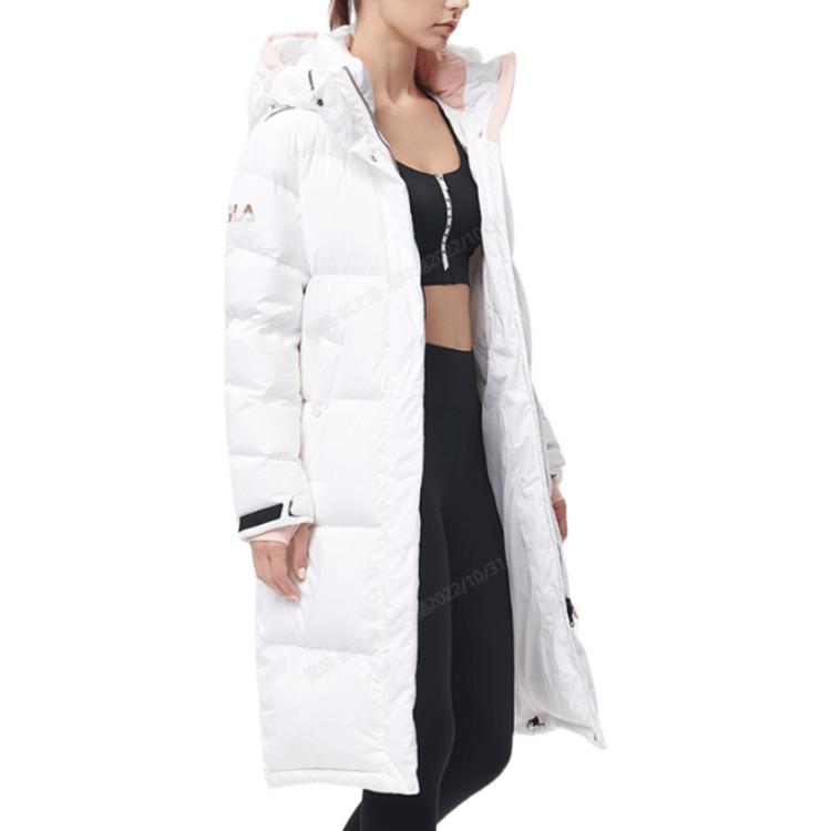 (Women) FILA Fitness Long Down Coat Hoodie Logo Print - Off-White. A11W141916FWT 圖 5