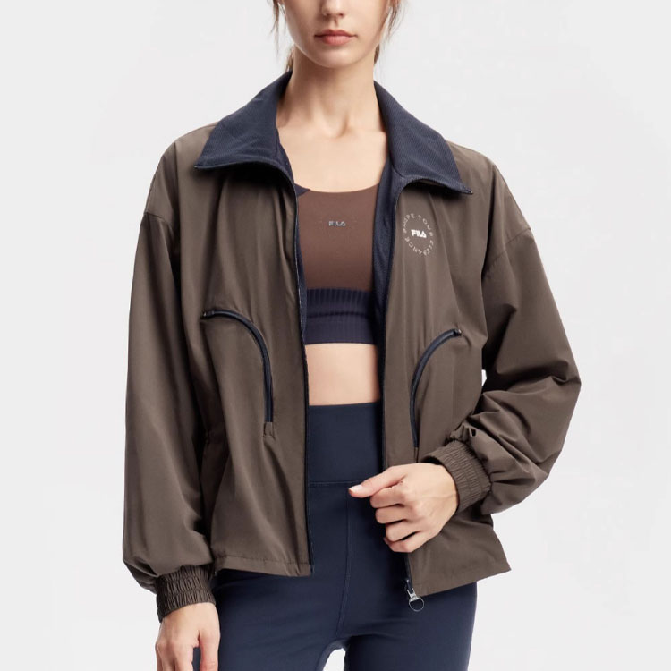 (Women) FILA Fitness Reversible Zip-Up Jacket - Solid Color, Honey Tea Brown A11W411701F-BN 圖 5