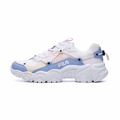 (W) FILA Fluid Low Tops Sports Shoe White Blue Pink