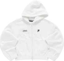 (Women) FILA FUSION 2023 Fall Fashion Loose Hoodie in White T11W335501F-WT (Women) FILA FUSION 2023 Fall Fashion Loose Hoodie in White T11W335501F-WT