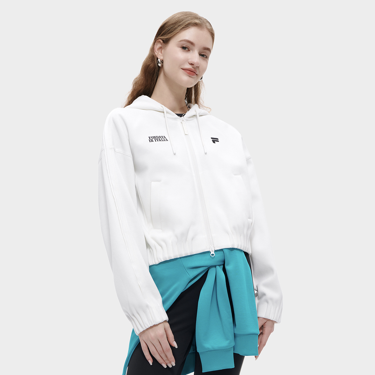 Purchase (W) FILA FUSION 2023 秋季時尚寬鬆連帽衫 白色 T11W335501F-WT