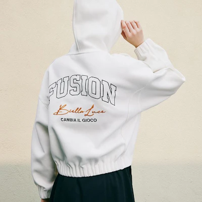 (W) FILA FUSION 2023 秋季時尚寬鬆連帽衫 白色 T11W335501F-WT Sizing (W) FILA FUSION 2023 秋季時尚寬鬆連帽衫 白色 T11W335501F-WT