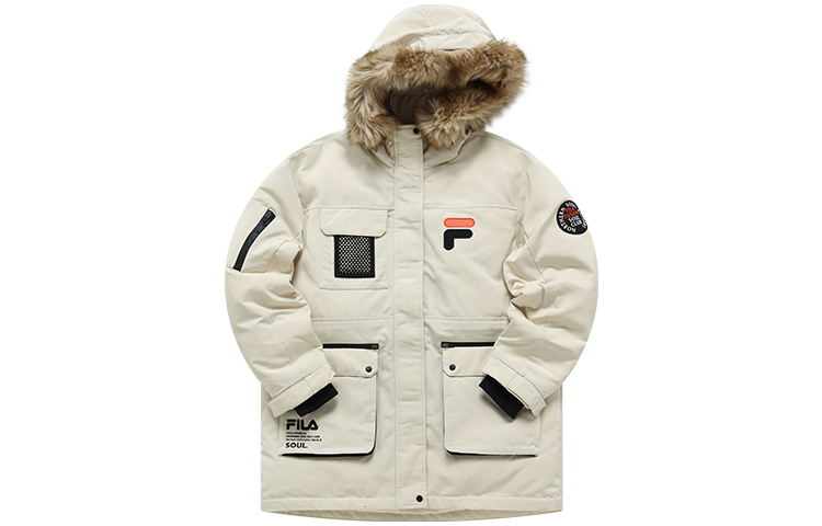 (Women) FILA Fusion  Baseball Series Parka Multi-Pocket Down Jacket Stone Beige T11W145902F-IY
