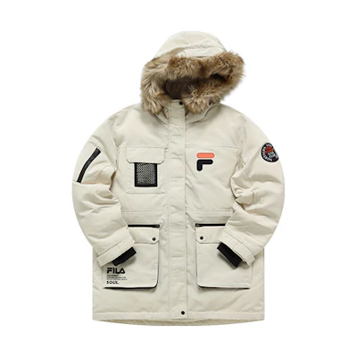 (Women) FILA Fusion Baseball Series Parka Multi-Pocket Down Jacket Stone Beige T11W145902F-IY