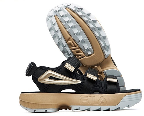 (W) Sandal FILA FUSION Disruptor 'Hitam Emas' T12W125403FBG Details for (W) Sandal FILA FUSION Disruptor 'Hitam Emas' T12W125403FBG