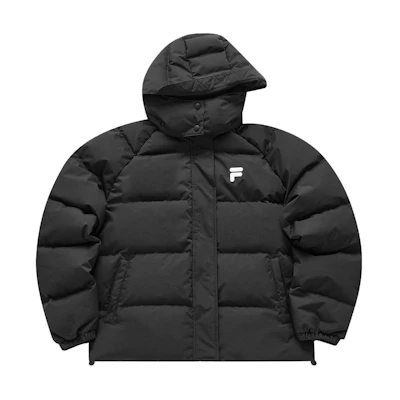 (Women) FILA FUSION Black Hooded Down Jacket Casual Warm Winter Coat. T11W346904FBK