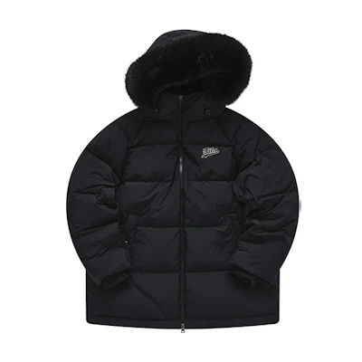 (Women) FILA Fusion Black Hooded Parka Winter Jacket with Letter Print Design. T11W242909F-BK