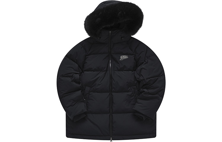 Order (Women) FILA Fusion  Black Hooded Parka Winter Jacket with Letter Print Design. T11W242909F-BK
