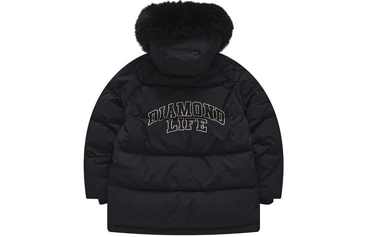 Lookbook (Women) FILA Fusion  Black Hooded Parka Winter Jacket with Letter Print Design. T11W242909F-BK