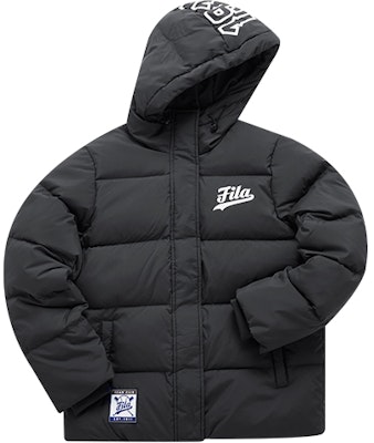 (Women) FILA Fusion Black Hooded Printed Down Jacket Winter Fashion Warm Wear. T11W042913FBK Buy (Women) FILA Fusion Black Hooded Printed Down Jacket Winter Fashion Warm Wear. T11W042913FBK