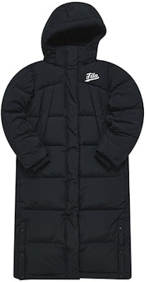 (W) FILA Fusion Chaqueta Negra Larga con Capucha y Diseño de Parche con Letras. T11W242916FBK Buy (W) FILA Fusion Chaqueta Negra Larga con Capucha y Diseño de Parche con Letras. T11W242916FBK