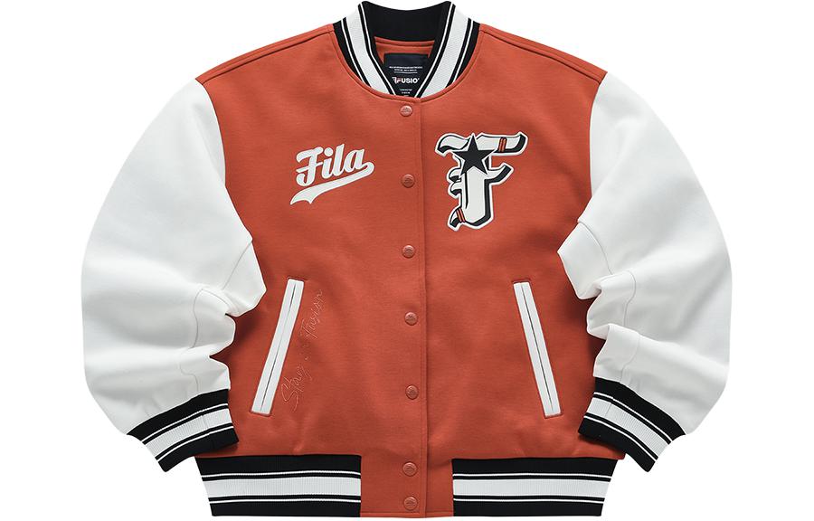 (Women) FILA Fusion  Casual Warm Baseball Cotton Jacket - Ping Pong Orange. T11W412901F-OR