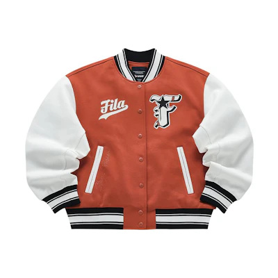 (Women) FILA Fusion Casual Warm Baseball Cotton Jacket - Ping Pong Orange. T11W412901F-OR