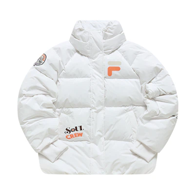 (Women) FILA Fusion Colorblock Letter Puffer Jacket Winter Standard White. T11W145901FWT