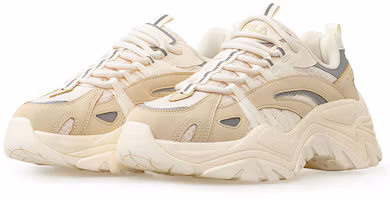 Shop Fila Fusion 斐樂潮牌 魚刺 厚底老爹鞋 女款 米黃