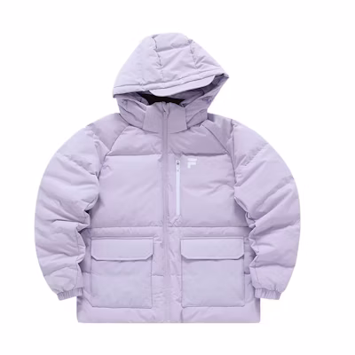 (Women) FILA FUSION Hooded Down Jacket Light Purple Windproof Warm Coat. T11W316904F-VT