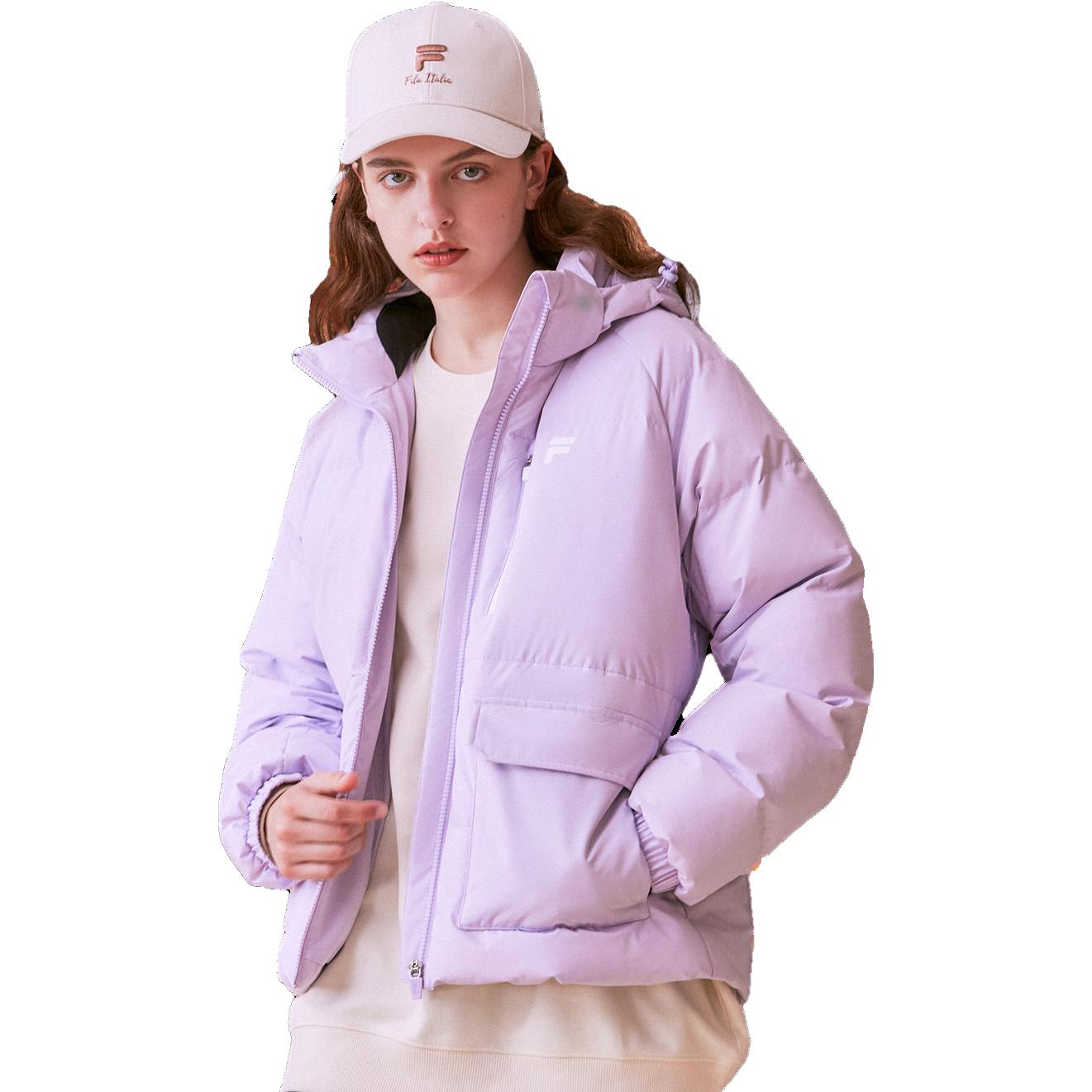 Purchase (Women) FILA FUSION  Hooded Down Jacket Light Purple Windproof Warm Coat. T11W316904F-VT