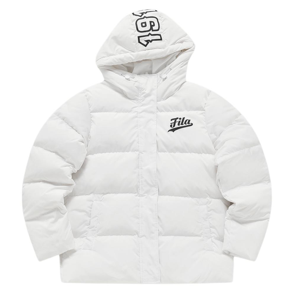 (Women) FILA Fusion  Logo Print Hooded White Down Jacket. T11W416901F-WT