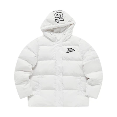 (Women) FILA Fusion Logo Print Hooded White Down Jacket. T11W416901F-WT