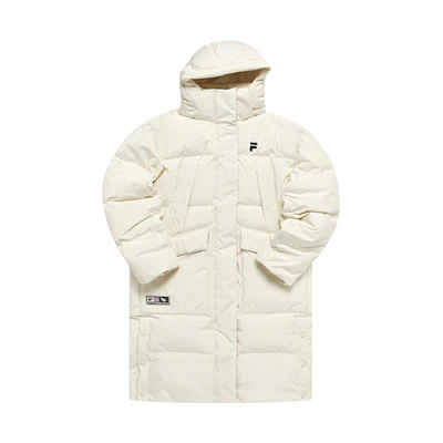 (Women) FILA Fusion Logo Print Long Puffer Jacket Beige T11W245907F-BG