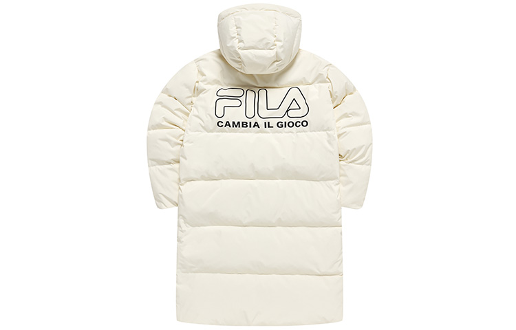 Lookbook (Women) FILA Fusion  Logo Print Long Puffer Jacket Beige T11W245907F-BG