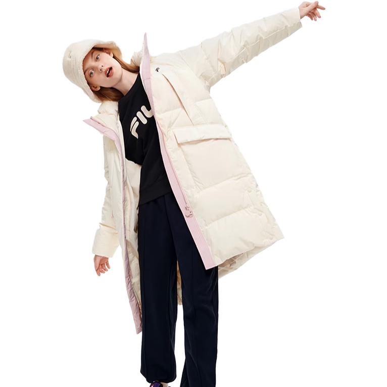 Purchase (Women) FILA Fusion  Logo Print Long Puffer Jacket Beige T11W245907F-BG