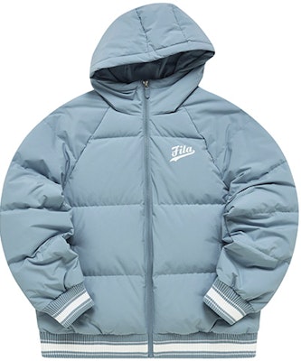 (Women) FILA Fusion Logo Print Puffer Jacket in Neutral Blue. T11W242904FLB Buy (Women) FILA Fusion Logo Print Puffer Jacket in Neutral Blue. T11W242904FLB