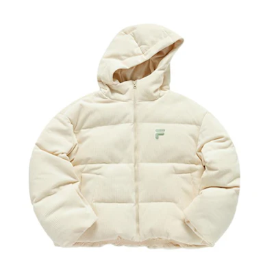 (Women) FILA Fusion Logo Print White Down Jacket - Warm & Loose Fit. T11W416902F-IV