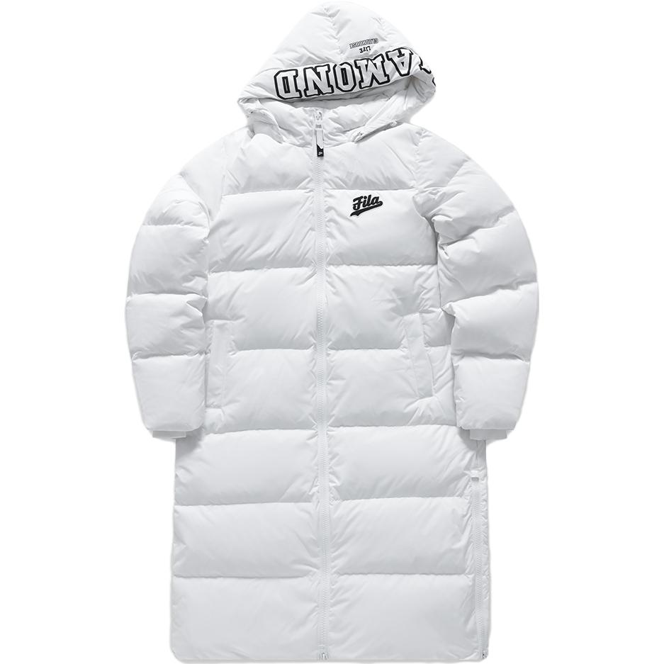 (Women) FILA Fusion  Long Down Jacket - Fashionable & Warm in Classic White. T11W342910F-WT