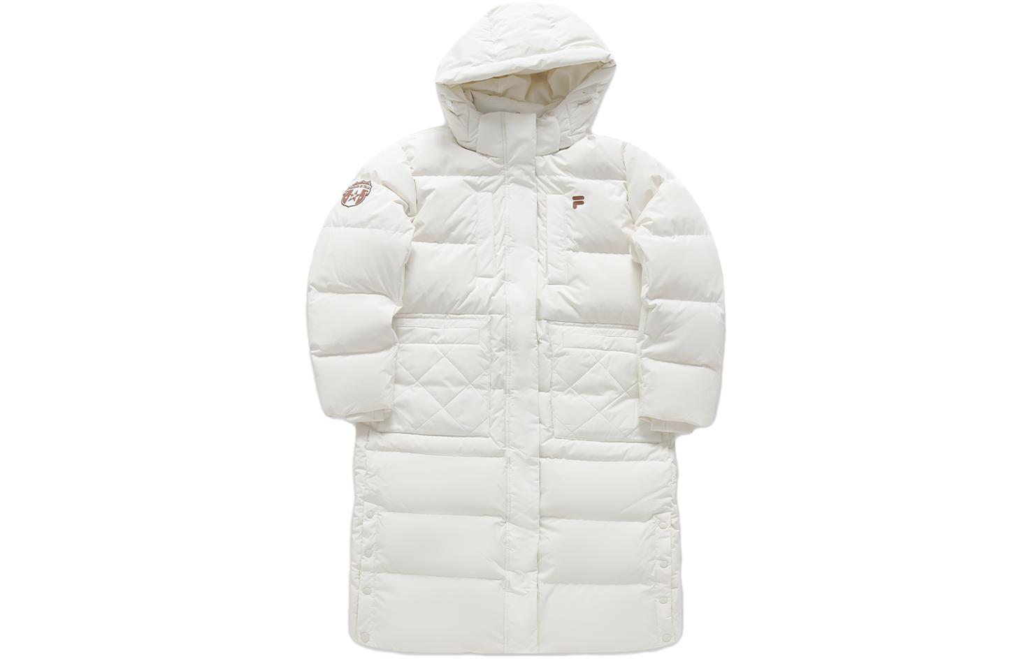 (Women) FILA FUSION  Long Down Jacket White - Hooded, Warm, Casual Fit. T11W345907AWT