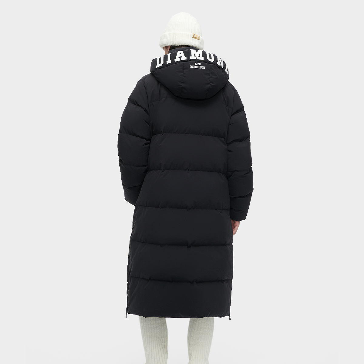 Details for (Women) FILA Fusion  Long Fashion Windproof Hooded Down Coat - Black T11W342910F-BK