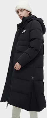 (Women) FILA Fusion Long Fashion Windproof Hooded Down Coat - Black T11W342910F-BK Sizing (Women) FILA Fusion Long Fashion Windproof Hooded Down Coat - Black T11W342910F-BK