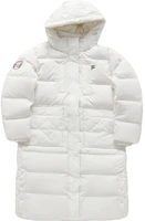 (Women) FILA Fusion Long Hooded Down Jacket - White Fashion Trend. T11W345907FWT (Women) FILA Fusion Long Hooded Down Jacket - White Fashion Trend. T11W345907FWT