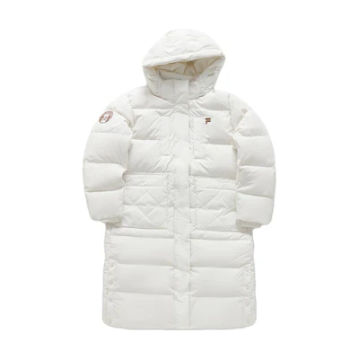 (Women) FILA Fusion Long Hooded Down Jacket - White Fashion Trend. T11W345907FWT