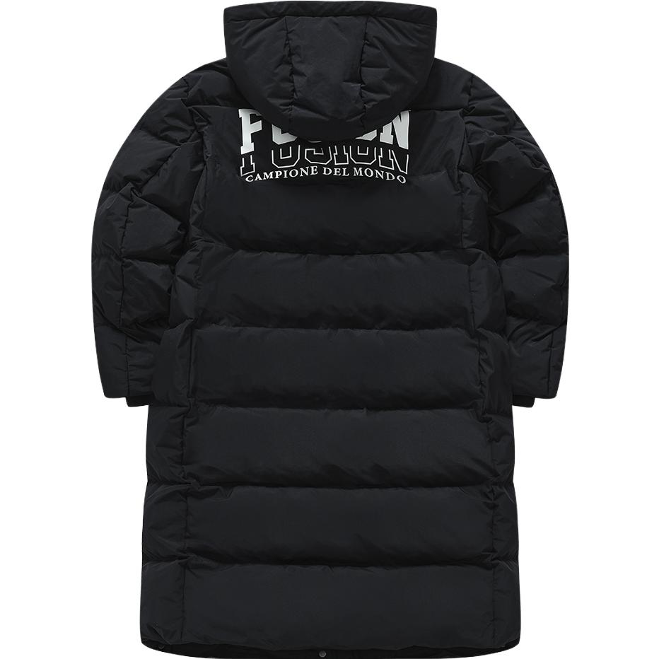 Lookbook (Women) FILA Fusion  Long Hooded Down Jacket Stylish Black Fashion Outerwear. T11W345907FBK