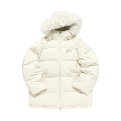 (Women) FILA Fusion Long Hooded White Down Jacket - Fashionable & Warm. T11W242909F-IV