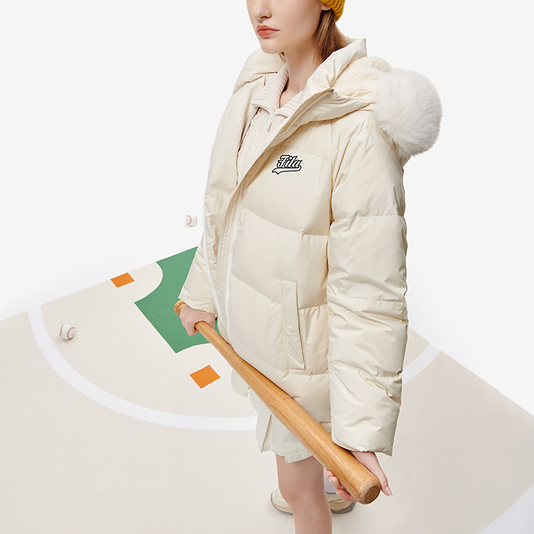 Details for (W) FILA Fusion 白色长款羽绒服连帽外套 - 时尚保暖款式。 T11W242909F-IV