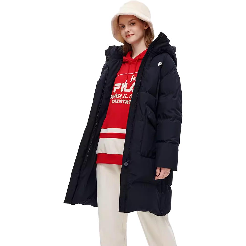 Purchase (Women) FILA FUSION  Long Puffer Jacket with Hood - Solid Black. T11W245907F-BK
