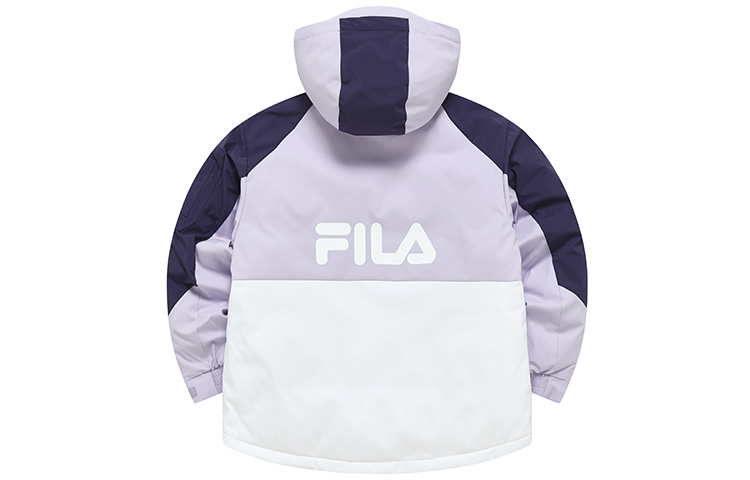 Lookbook (Women) FILA FUSION  Loose-Fit Colorblock Hooded Down Jacket Light Lilac. T11W241904F-VT