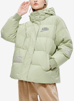 (Women) FILA Fusion Midnight Green Printed Hooded Down Jacket. T11W242907F-LG Purchase (Women) FILA Fusion Midnight Green Printed Hooded Down Jacket. T11W242907F-LG