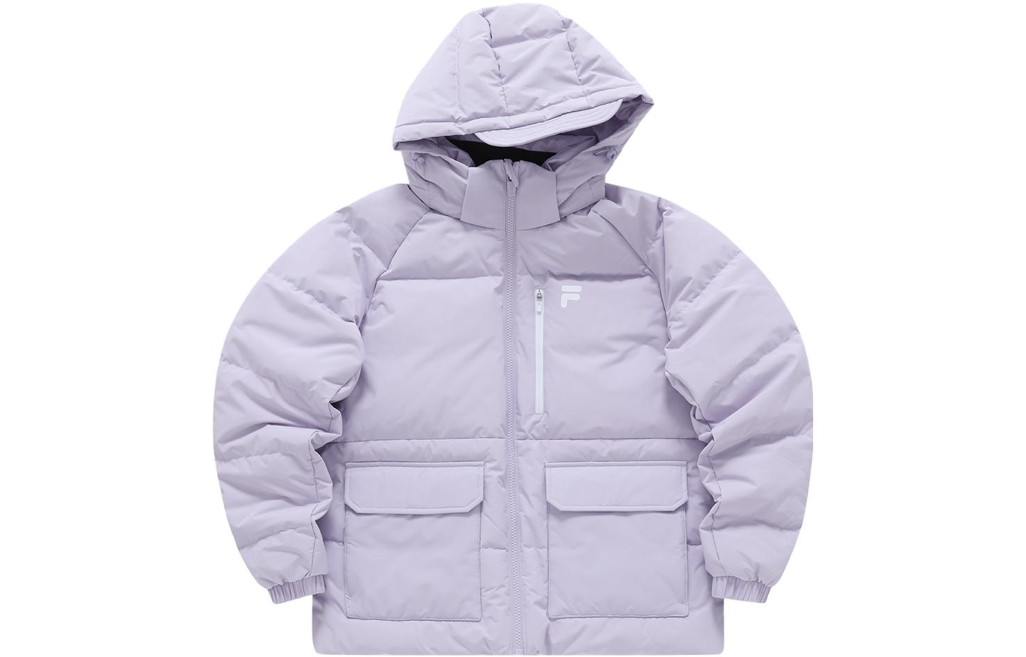 (Women) FILA Fusion  QR Letter Print Hooded Down Jacket Light Purple. T11W316904AVT