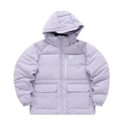 (Women) FILA Fusion QR Letter Print Hooded Down Jacket Light Purple. T11W316904AVT