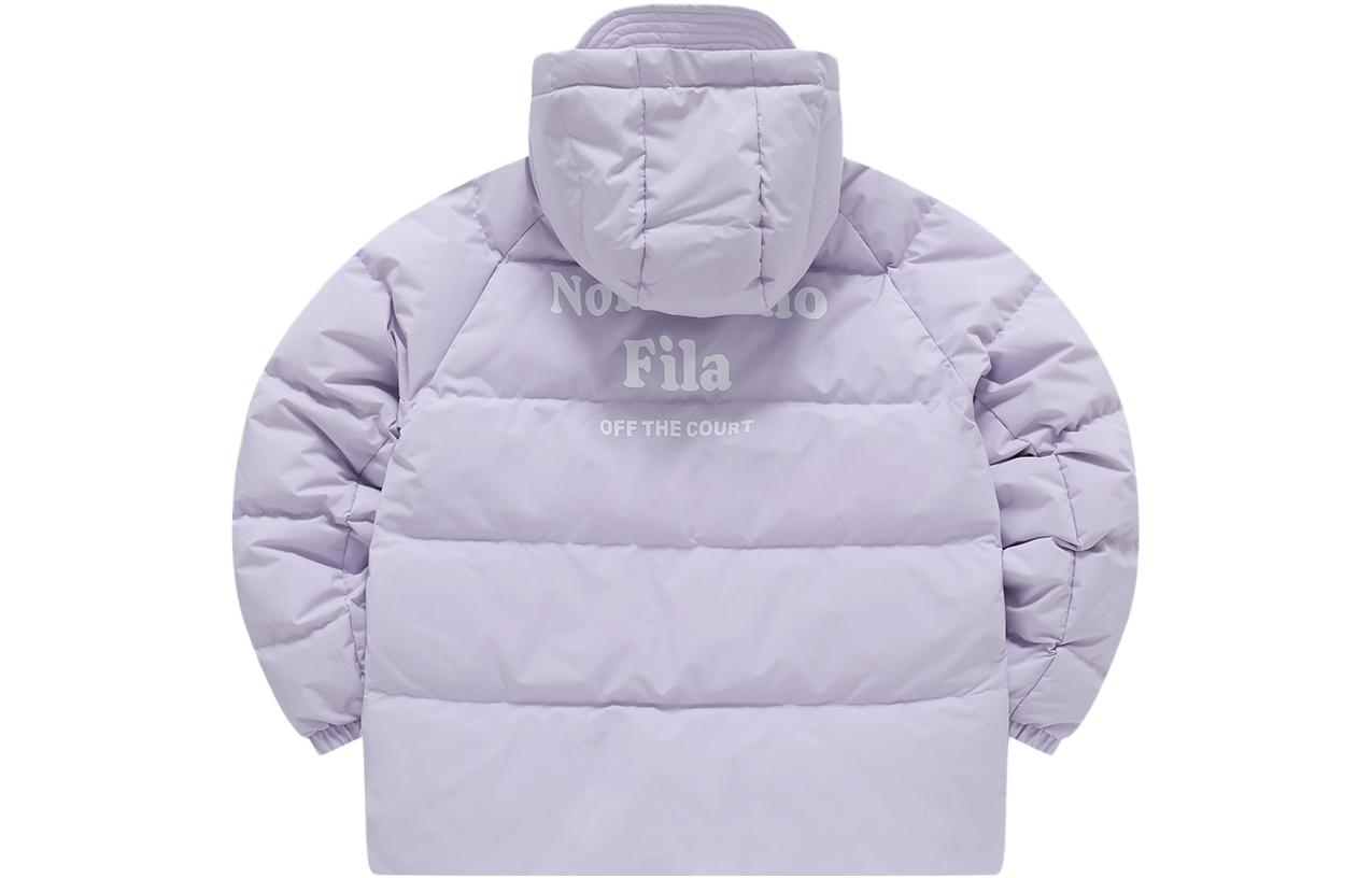 Lookbook (W) FILA Fusion Jaket Down Hoodie Ungu Muda QR Letter Print. T11W316904AVT