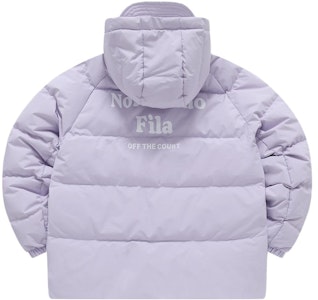 (W) FILA Fusion Jaket Down Hoodie Ungu Muda QR Letter Print. T11W316904AVT Lookbook (W) FILA Fusion Jaket Down Hoodie Ungu Muda QR Letter Print. T11W316904AVT